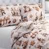 Biante Bavlnené posteľné obliečky Sandra SA-663 Hnedí škriatkovia s perníčkami na bielom Predĺžené 140x220 a 70x90 cm