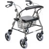 Štvorkolesové hliníkové chodítko VICTORIA so sedadlom a košíkom