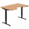 Hobis Pracovný stôl Motion Ergo, PO, 2S, 140x70,5-120,5x90 cm, buk/čierna