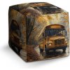 Sablio Taburet Cube Žltý školský autobus - 40x40x40 cm