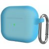 AppleKing silikónový ochranný obal s karabínou pre AirPods 3 - modrý svietiaci v tme - možnosť vrátiť tovar ZADARMO do 30tich dní