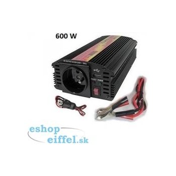 Carspa CAR600U-122 12V/230V+USB 600W, modifikovaná sinus