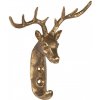 Clayre & Eef Zlatý antik nástenný kovový háčik hlava jeleňa - 13*5*12 cm - Clayre & Eef