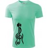 Husľový kľúč gitara - Pánske tričko Fantasy športové - L ( Mätová )