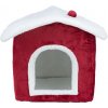 Xmas NEVIO plyšová vianočná búdka, 35 x 45 x 38 cm, biela/červená