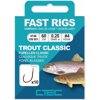 Spro nadväzce C-Tec Fast Rigs Trout Classic 10 ks dĺžka 100 cm, priemer 0,20 mm veľkosť háčika 8