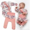 Baby Nellys Bavlnená sada 2D, body + polodupačky Ružičky, púdrovo ružová Velikost koj. oblečení: 56 (1-2m)