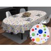Biante Detský bavlnený oválny obrus Sandra SA-006 Farebné bodky na bielom 100x140 cm