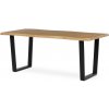 Autronic HT-F4218 OAK Stôl jedálenský, 180x90x75 cm, MDF doska, dekor divoký dub, kovová nohy v tvare U, čierny matný lak