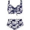 Dvojdielne plavky pre plnoštíhle Salma kvety S803 4XL tmavo modrá