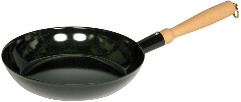 Riess Smaltovaná panvica s drevenou rúčkou čierna 23 cm