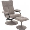 Relaxačné kreslo s taburetom Alfa, šedo-béžová látka