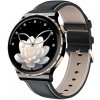 Smart hodinky Madvell Lotus 2 s bluetooth volaním čierna so zlatou a koženým remienkom