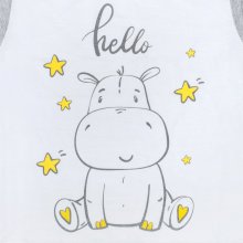 New Baby Detské letné pyžamko Hello s hrošíkom bielo-sivé