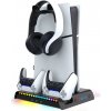 iPega P5S006 Multifunkčný Nabíjací RGB Stojan s Chladením pre PS5 Slim čierna
