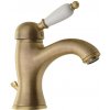 SAPHO - KIRKÉ WHITE stojánkova umývadlová batéria s výpusťou, biela páčka, bronz KI02BB