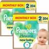 Mesačné balenie plienok Pampers Harmonie 4-8kg Mini 2 (2x204ks) Pampers