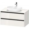 Duravit Ketho.2 - Umývadlová skrinka s výrezom, 57x100x55 cm, 2 zásuvky, lesklá biela K24896022220000