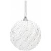 Vianočná biela perlová guľa, 8 cm