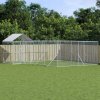 Ohrádka pre psa so strechou, strieborná, 6x6x2,5 m, galvanizovaná oceľ