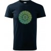 Mandala zelenožlutá - Klasické pánske tričko vyššej gramáže - XL ( Tmavomodrá (takmer čierna) )