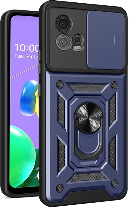 Púzdro PROTEMIO 60177 RING CAMERA Kryt s držiakom pre Motorola Moto G72 modrý