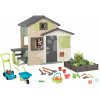 Set domček Priateľov s plnými dverami a posedením pri záhone Friends Evo Life Playhouse Smoby rozšíriteľný