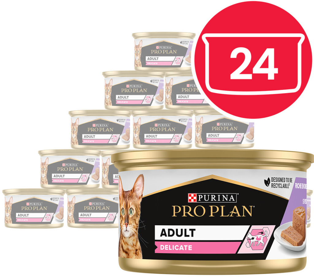 Pro Plan Adult Cat Delicate morčacie kúsky v paštéte 24 x 85 g