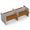 Kancelársky stôl PRIMO s paravánom, 4 miesta, nástenka, sivá/čerešňa