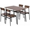 ModernHome Malmo jedálenský set, stôl + 4 stoličky, MDF + oceľ, tmavé drevo