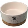Miska Dog Fantasy keramická biela WOOF s podtáckou 13x5,5cm, 400ml