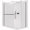CERANO - Sprchová zástena Walk-in Onyx TL/P - 8 mm - hranatá vzpera + polička/držiak na uteráky - čierna matná, mliečne sklo - 110x30x200 cm