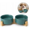 Keramické misky pre psy a mačky na bambusovom stojane, dvojmiska 2x400 ml