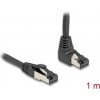 Delock Síťový kabel RJ45 Cat.8.1 S/FTP, zalomený nahoru o 90° / přímý, 1m, černý 80394
