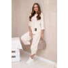 Fashionweek talianska súprava nohavíc a blúzky voľný pohodlný štýl K6171 krémová