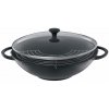 KUCHENPROFI Provence Fuego 36 cm čierny - železná panvica / wok s pokrievkou a roštom