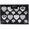 HOMESTYLING Vánoční ozdoby srdce 16 ks 65 45 mm stříbrná KO-CAN302810