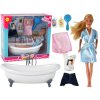WELLHOX Detská bábika Dlhé blond vlasy Župan Modrá kúpeľňa Vaňa