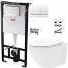 ALCADRAIN Sádromodul - predstenový inštalačný systém s bielym tlačidlom M1710 + WC REA Carlo Flat Mini Rimlesss + SEDADLO AM101/1120 M1710 CF1