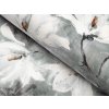 Zamatová látka Tamara TMR-016 Designové kvetiny na sivozelenom - šírka 150 cm