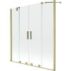 Mexen Velar Duo, 2-krídlová posuvná vaňová zástena 150 x 150 cm, 8mm číre sklo, zlatý matný profil, 896-150-000-02-55