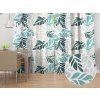 Biante Bavlnený záves Sandra SA-572 Sivo-modrozelené abstraktné listy na bielom 150x150 cm