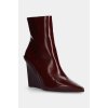 Kožené členkové topánky Calvin Klein WEDGE ANKLE BOOT 90 LTH dámske, bordová farba, na kline, HW0HW02256 EUR 40