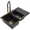 MEXEN/S MEXEN/S - Gaspar granitový drez 1.5 s odkvapkávačom vrátane batérie Aster, čierna/zlatá metalik 6507-75-73450-57-G