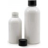 Plastová fľaša biela s čiernym plastovým vrchnákom, 150 ml