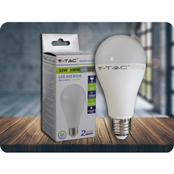 V-TAC LED žiarovka , 15W, A65, E27, teplá biela 4453