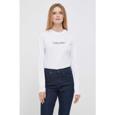 Calvin Klein Bavlnené tričko s dlhým rukávom biela