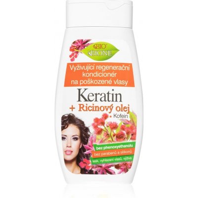 Bione Cosmetics Keratin + Ricinový olej regeneračný kondicionér pre slabé a poškodené vlasy 260 ml