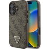 Guess PU 4G Strass Triangle Metal Logo Zadní Kryt pro iPhone 16 Brown GUHCP16SP4TDPW