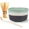 Set na čaj MATCHA tyrkysová (miska CHAWAN, metlička CHASEN a naberačka CHASHAKU)